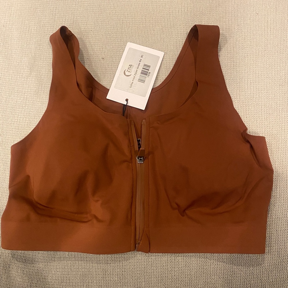 NWT cocoa zipper bra
